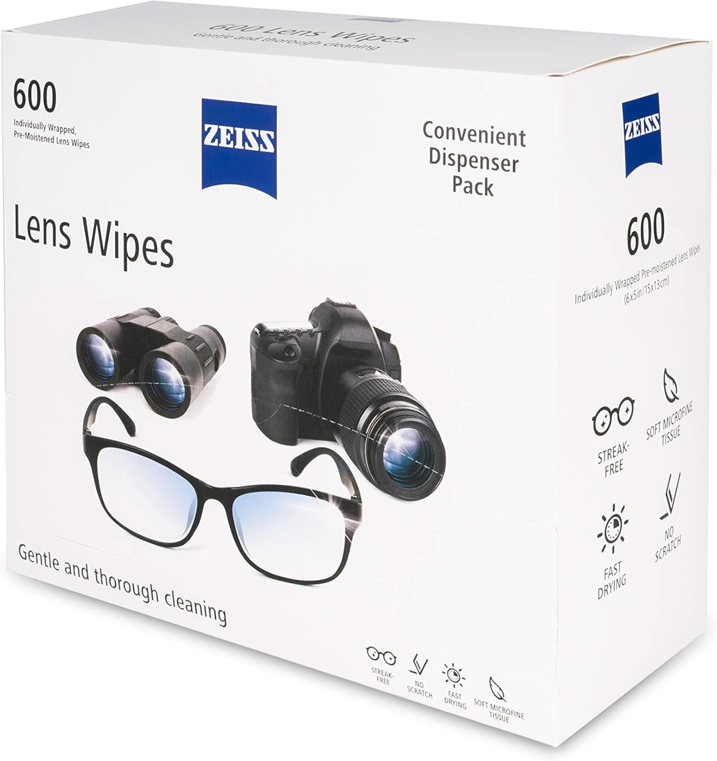 ZEISS toallita desplegada mostrando textura ultra-suave para limpieza segura