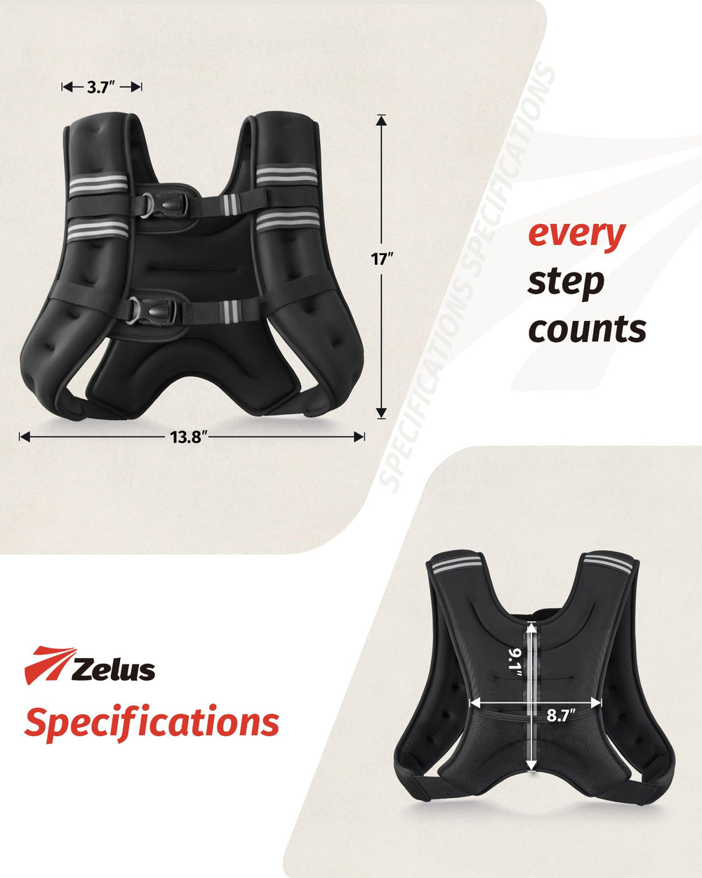 ZELUS bolsillo tipo brazalete y compartimento trasero para objetos