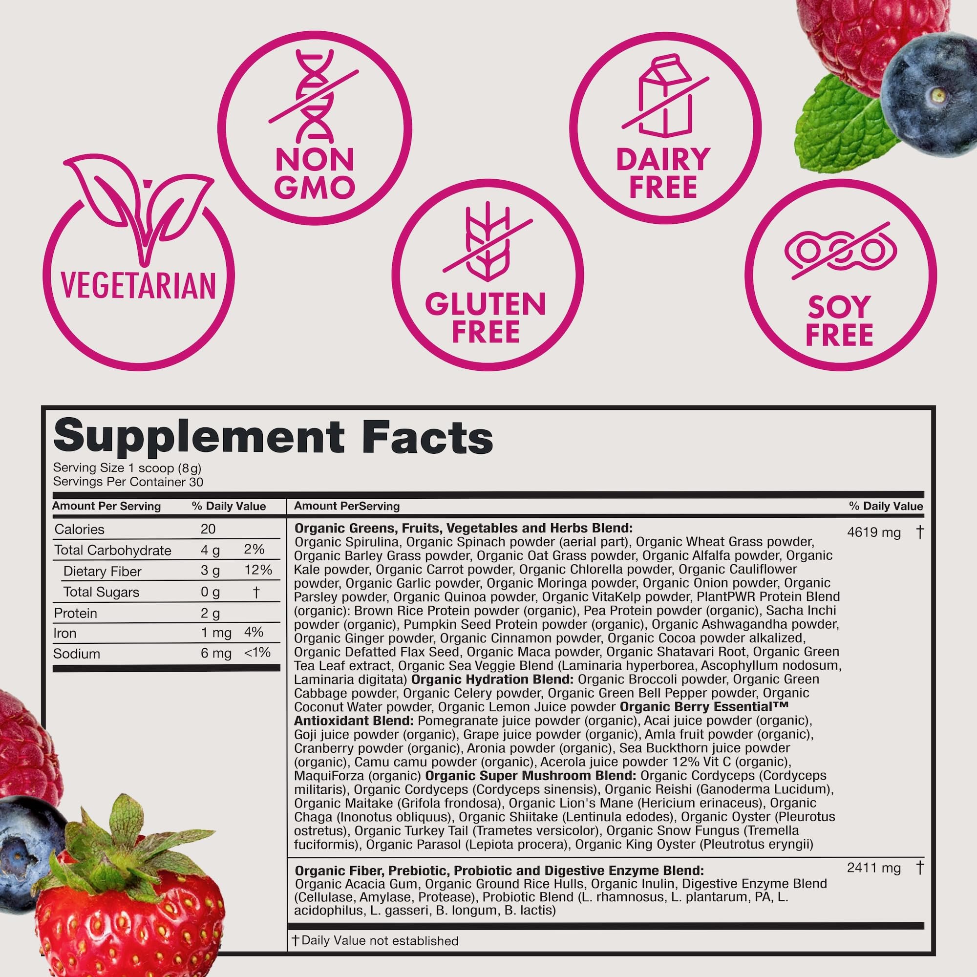 Zena Nutrition etiqueta USDA Certified Organic destacada y transparencia