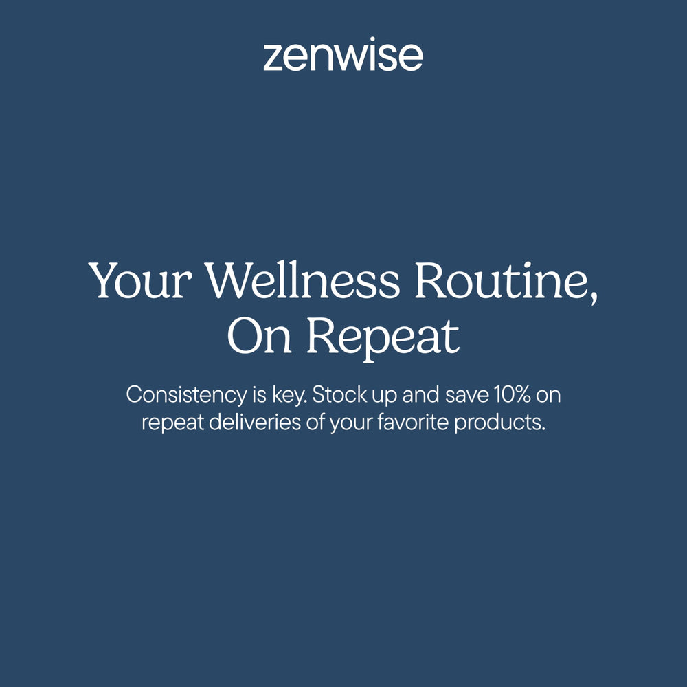Zenwise Health frasco en escena de cocina con enfoque sostenible y lifestyle
