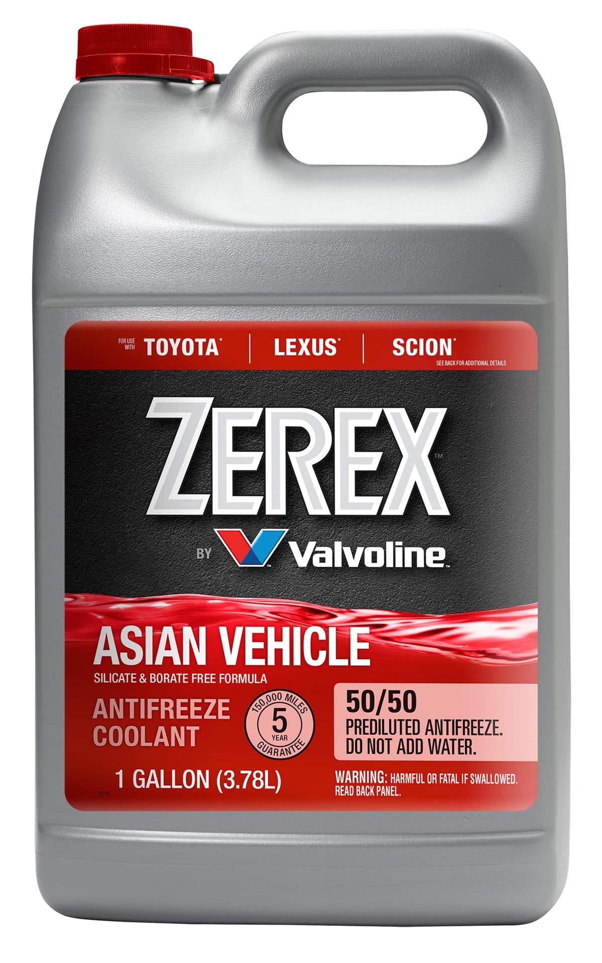 Zerex envase frontal 1 galón mostrando color y marca para identificación rápida