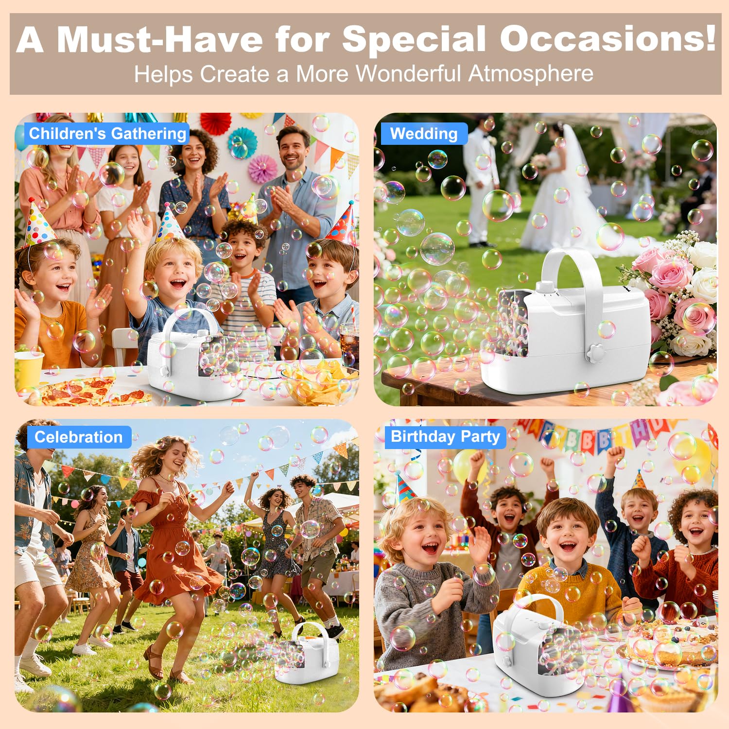 Zerhunt in use with children enjoying lots of big bubbles at playtime