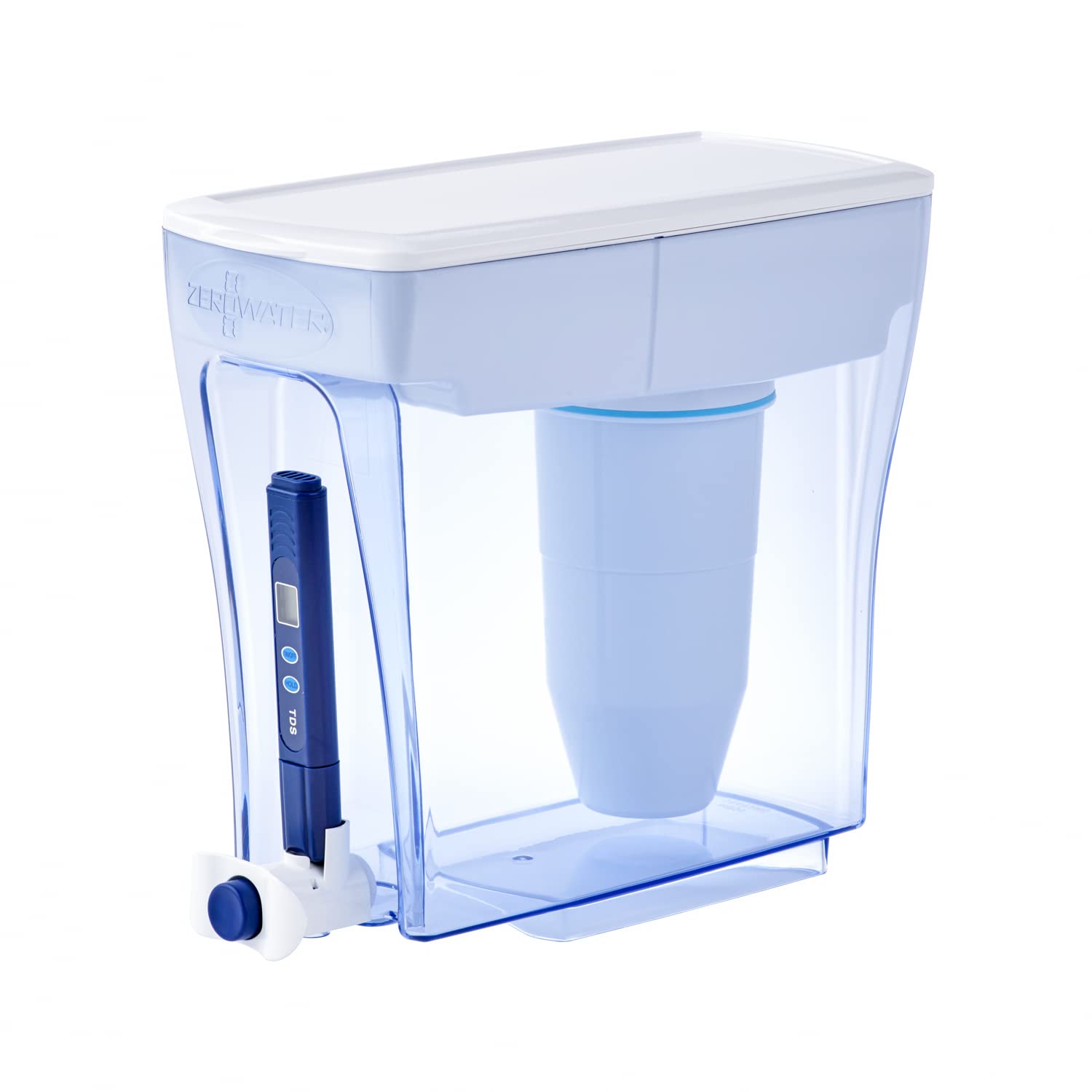 ZeroWater dispensador frontal 20 tazas apariencia limpia y práctico