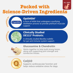 Zesty Paws etiqueta mostrando ingredientes clave y beneficios