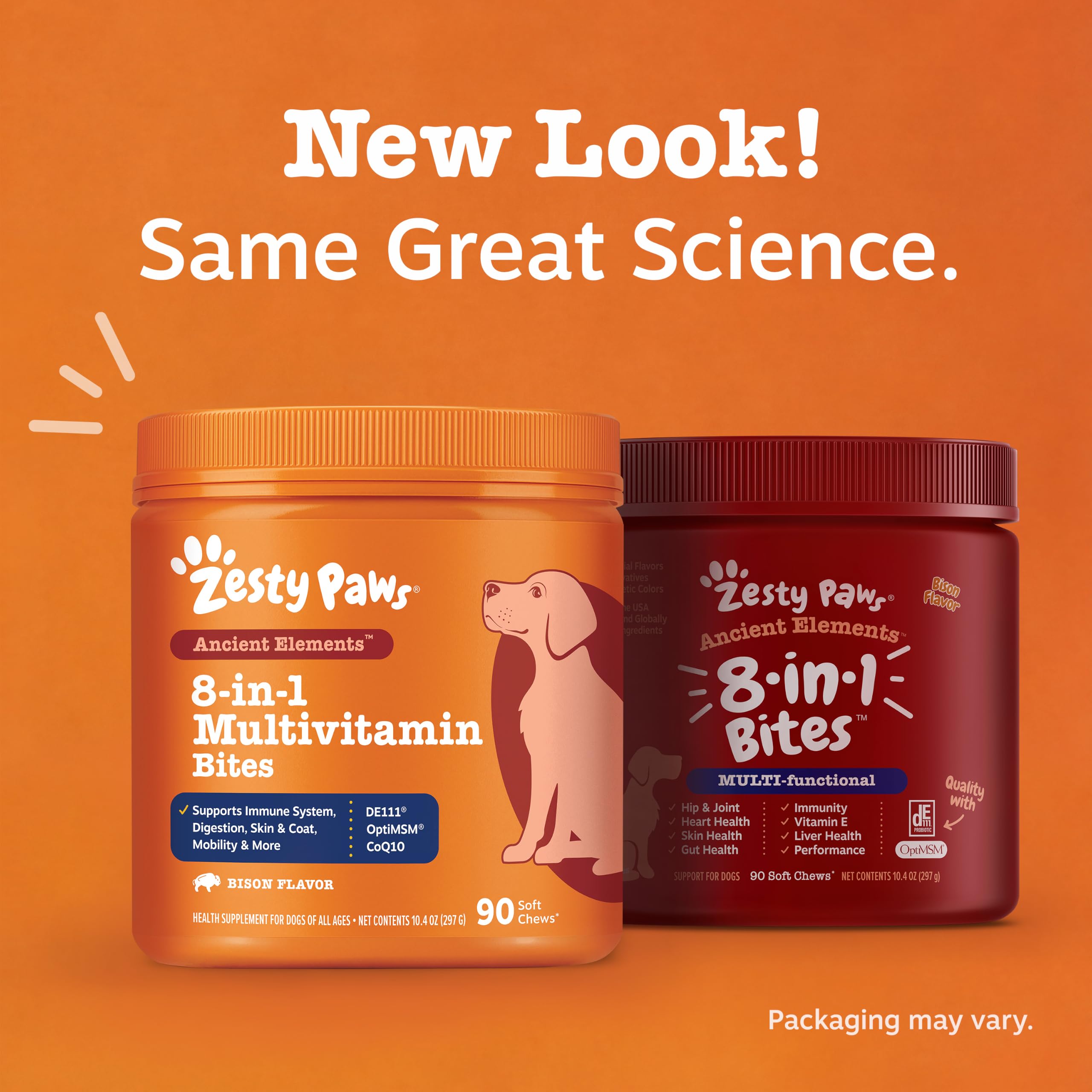 Zesty Paws cierre que muestra información nutricional clara