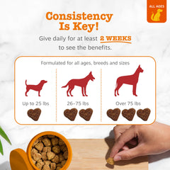 Zesty Paws product label showing ingredients and dosing information