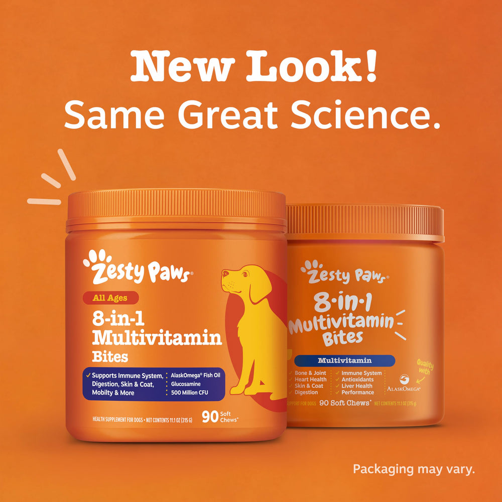 Zesty Paws omega oil and cod liver visual showing fatty acids for skin benefit