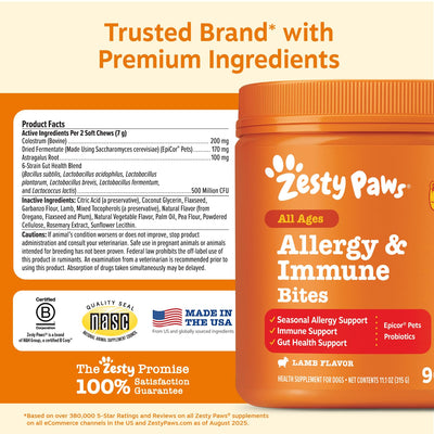 Probiotic illustration with Zesty Paws showing gut health and immune support