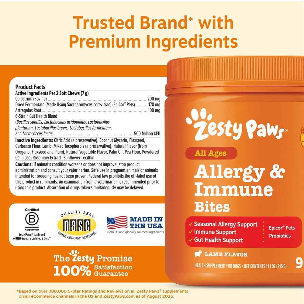 Probiotic illustration with Zesty Paws showing gut health and immune support