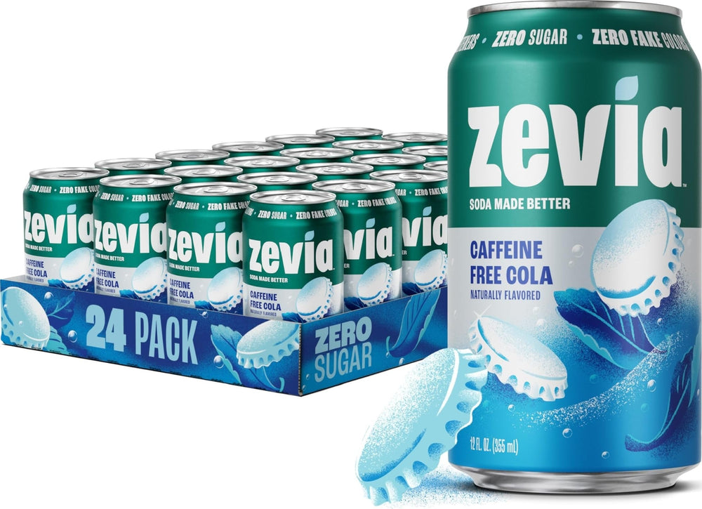 Zevia lata frontal mostrando la marca y etiqueta clara, refresco sin azúcar