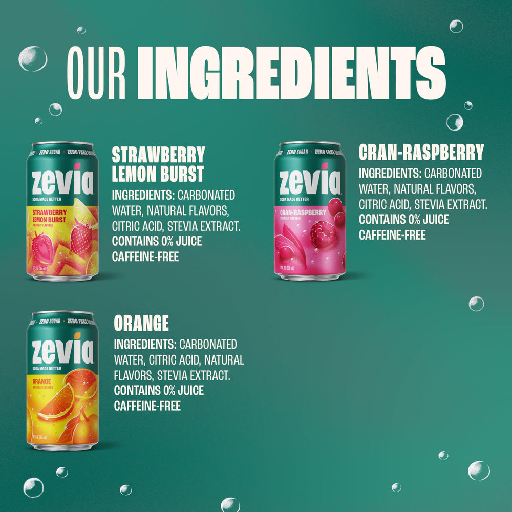 Zevia lata Cran-Raspberry enfocada en color y aroma frutal intenso