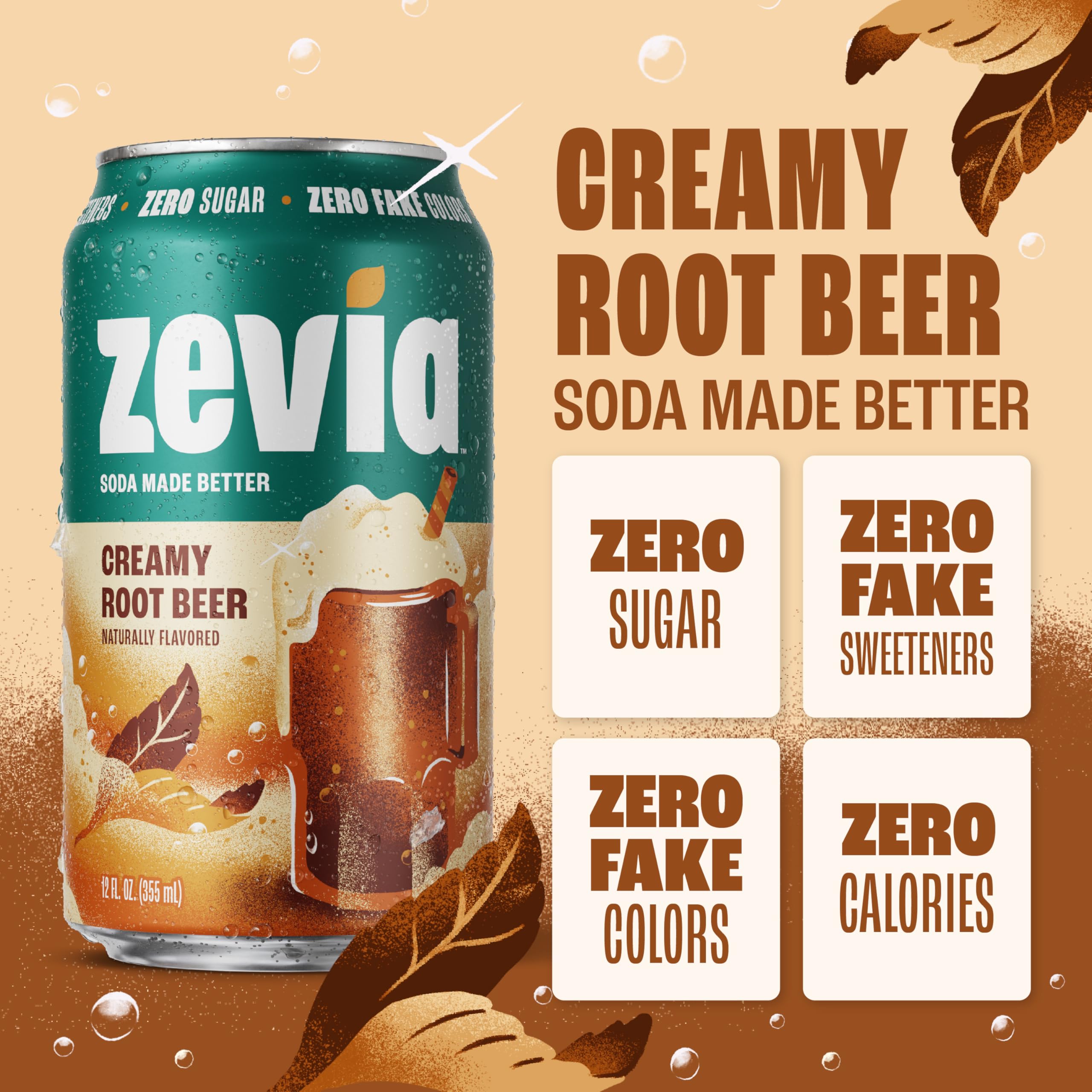 Zevia close-up of can detail highlighting clear label and refreshment