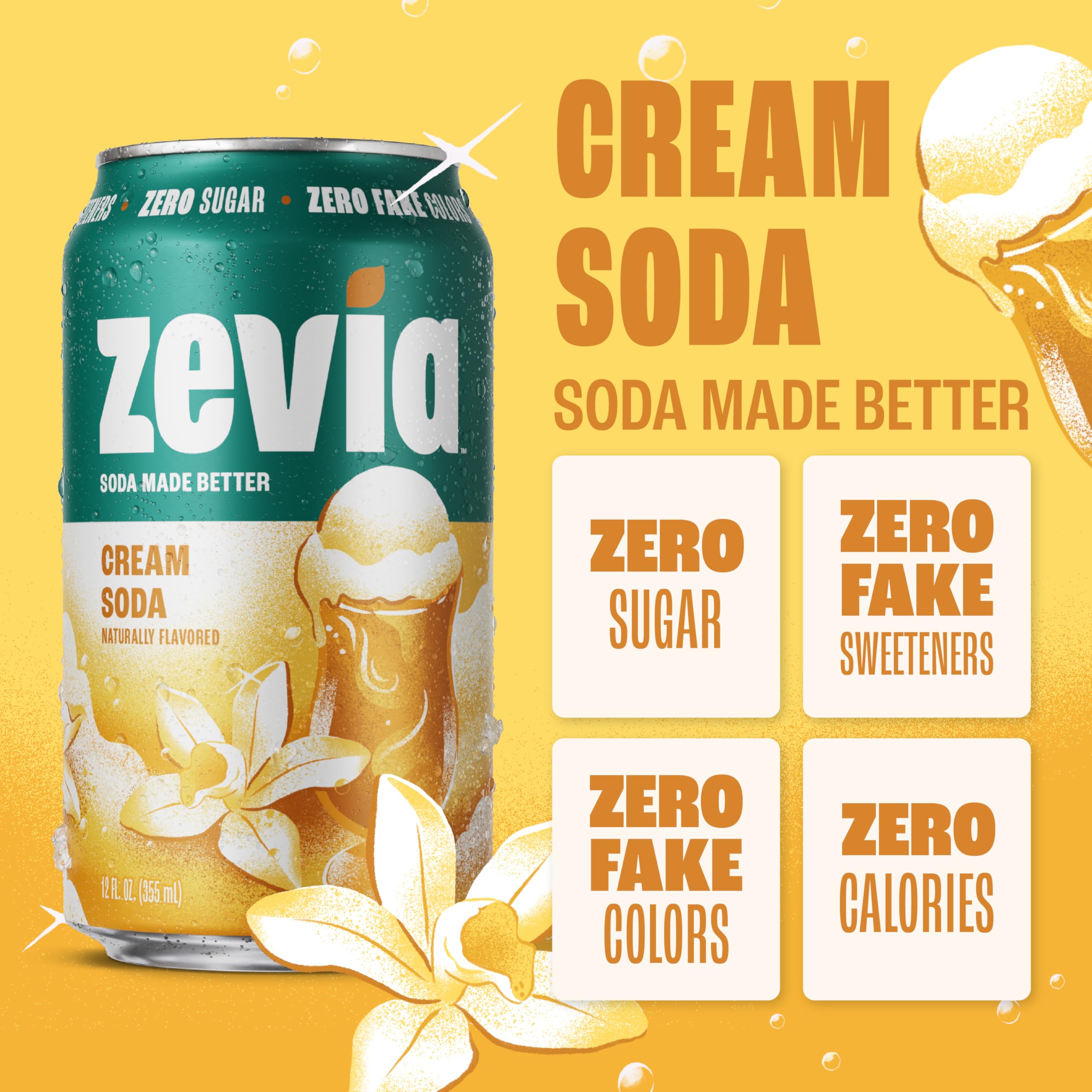 Zevia etiqueta cercana con certificaciones Non-GMO y sin gluten