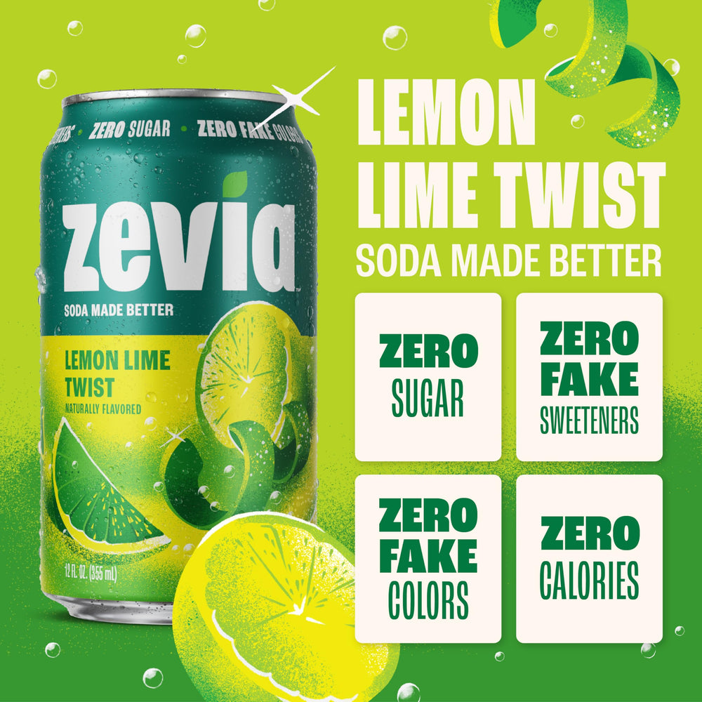 Zevia detalle de etiqueta lectura clara de ingredientes y certificaciones