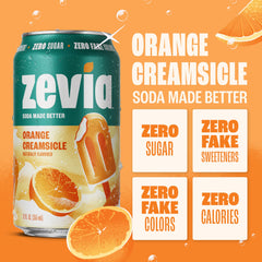 Zevia textura de espuma y burbujas resaltando frescura y sabor cremoso