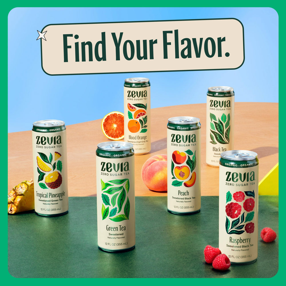 Zevia té verde en picnic servido con hielo y rodaja de limón