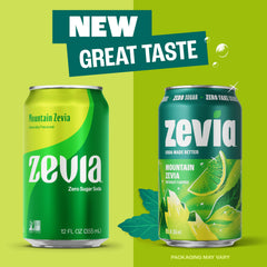 Zevia lata abierta con hielo mostrando refresco sin calorías