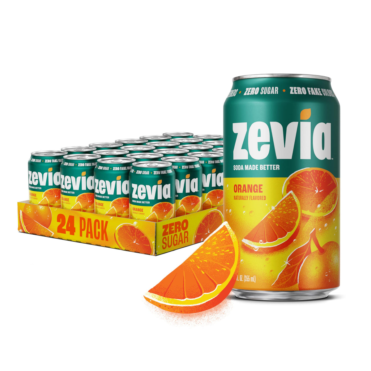 Zevia lata frente mostrando diseño y beneficio sin azúcar