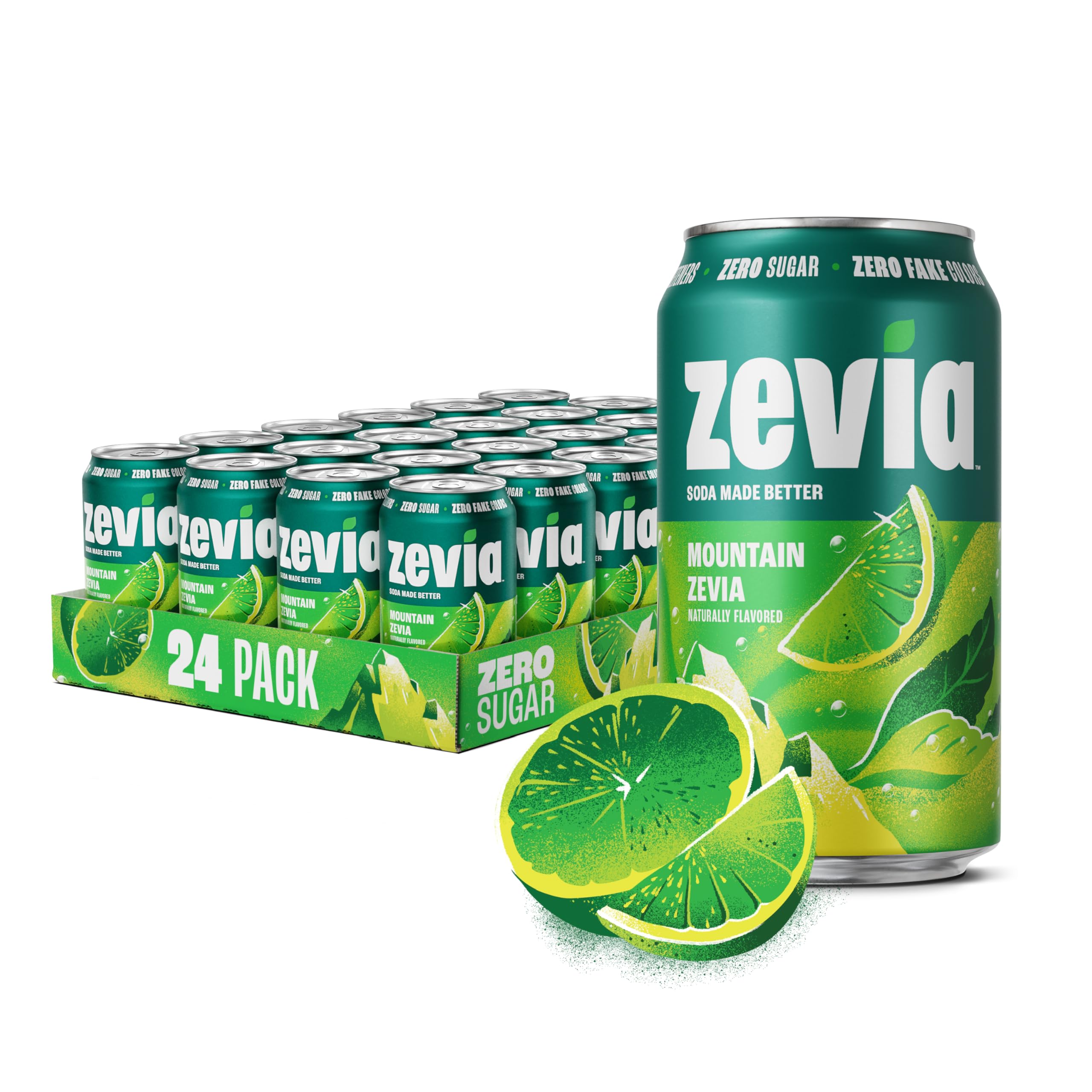 Zevia lata frontal Mountain mostrando diseño y frescura