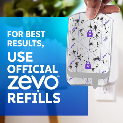 ZEVO cartucho con insectos atrapados demostrando eficacia adhesiva