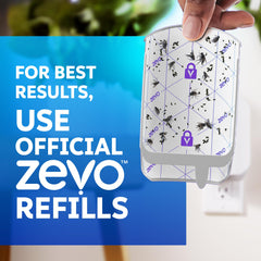 ZEVO cartucho con insectos atrapados demostrando eficacia adhesiva