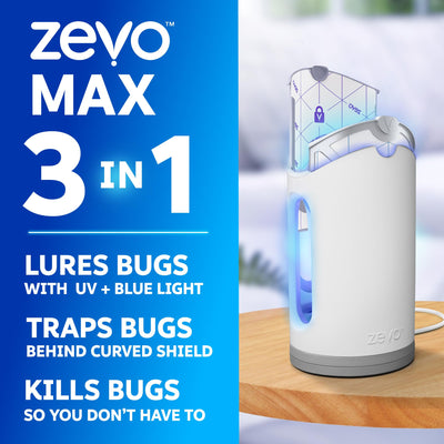 zevo MAX close-up of blue UV light grid highlighting brand effective lure
