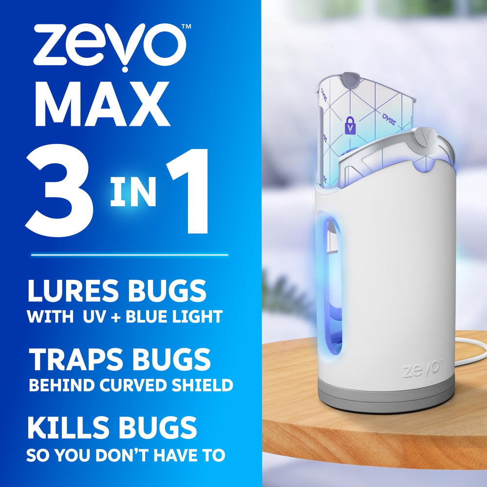 zevo MAX close-up of blue UV light grid highlighting brand effective lure