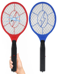 ZHOU HE vista frontal de ambas raquetas rojo y azul, portátil y lista para uso