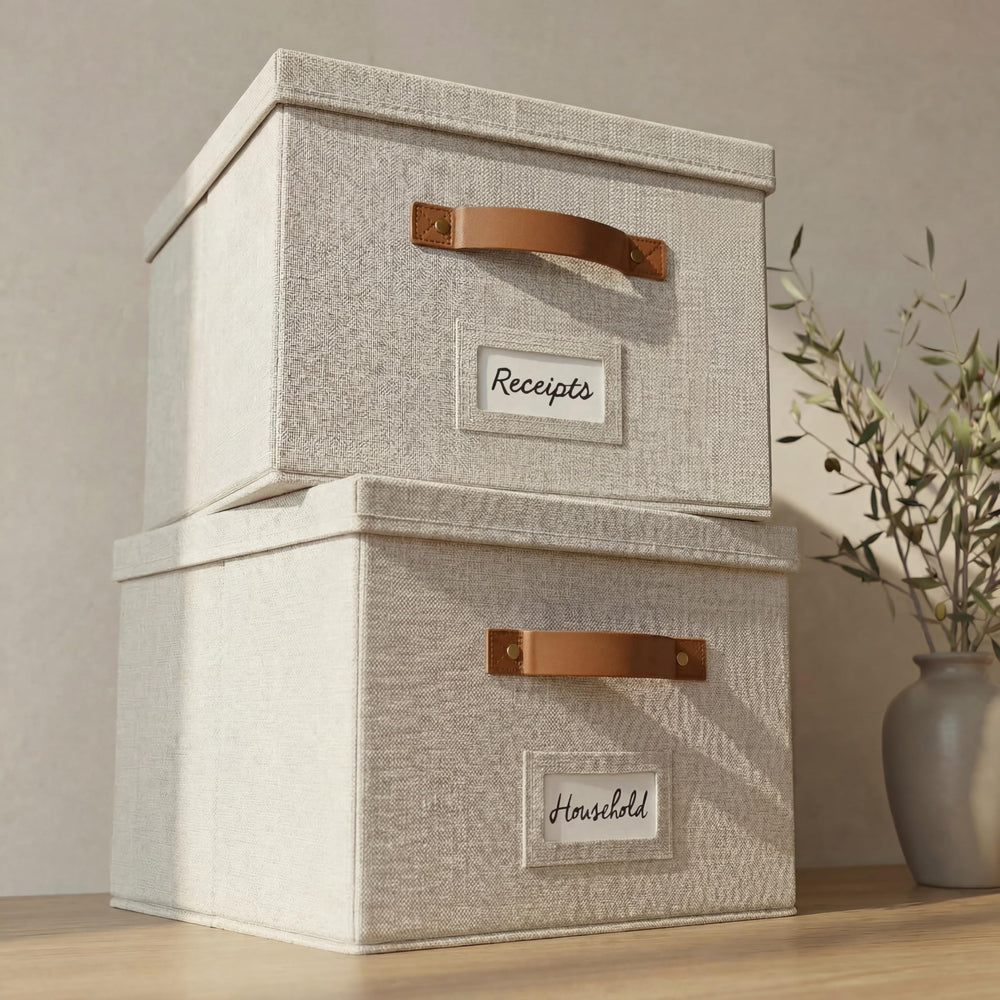 ZICOTO front view showing tidy storage and decorative linen finish