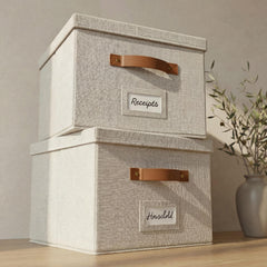 ZICOTO front view showing tidy storage and decorative linen finish