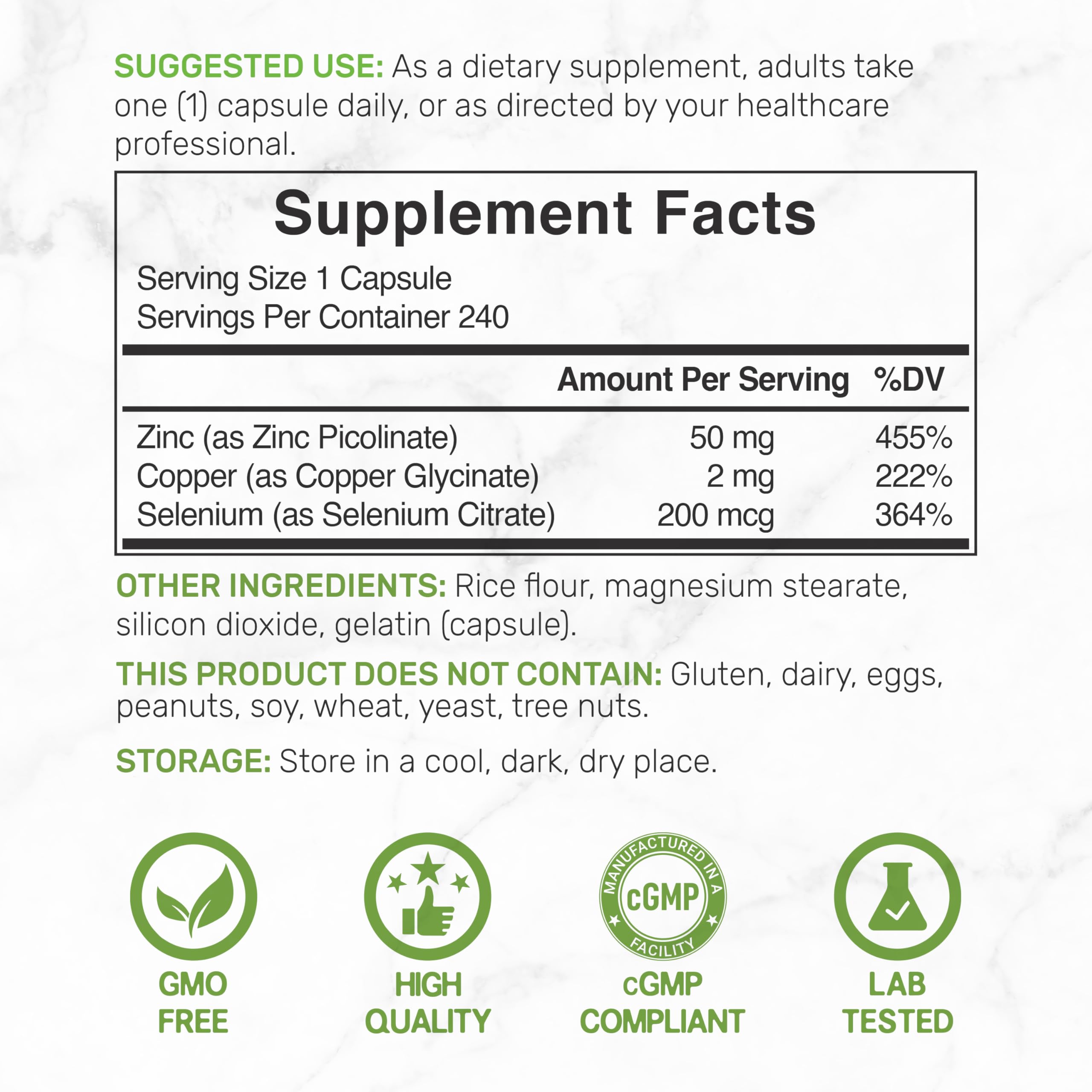 Zinc Picolinate detalle de cápsula para ver forma y recubrimiento