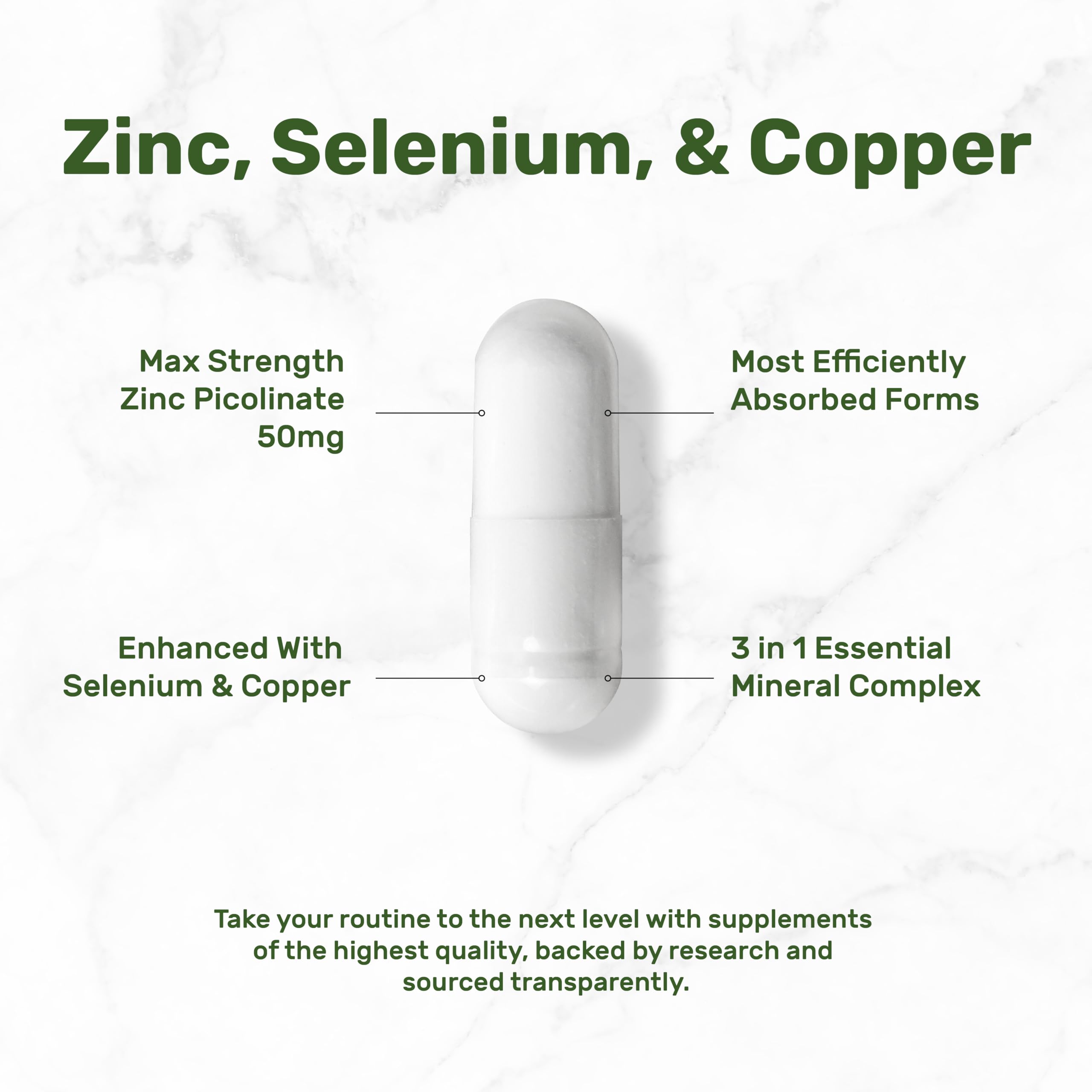 Zinc Picolinate uso diario una cápsula tomada con un vaso de agua