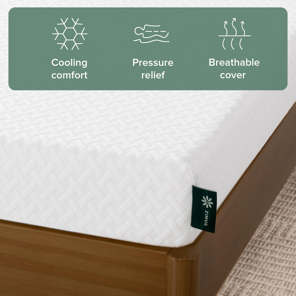 Zinus breathable cover texture detail emphasizing airflow and comfortable sleep surface