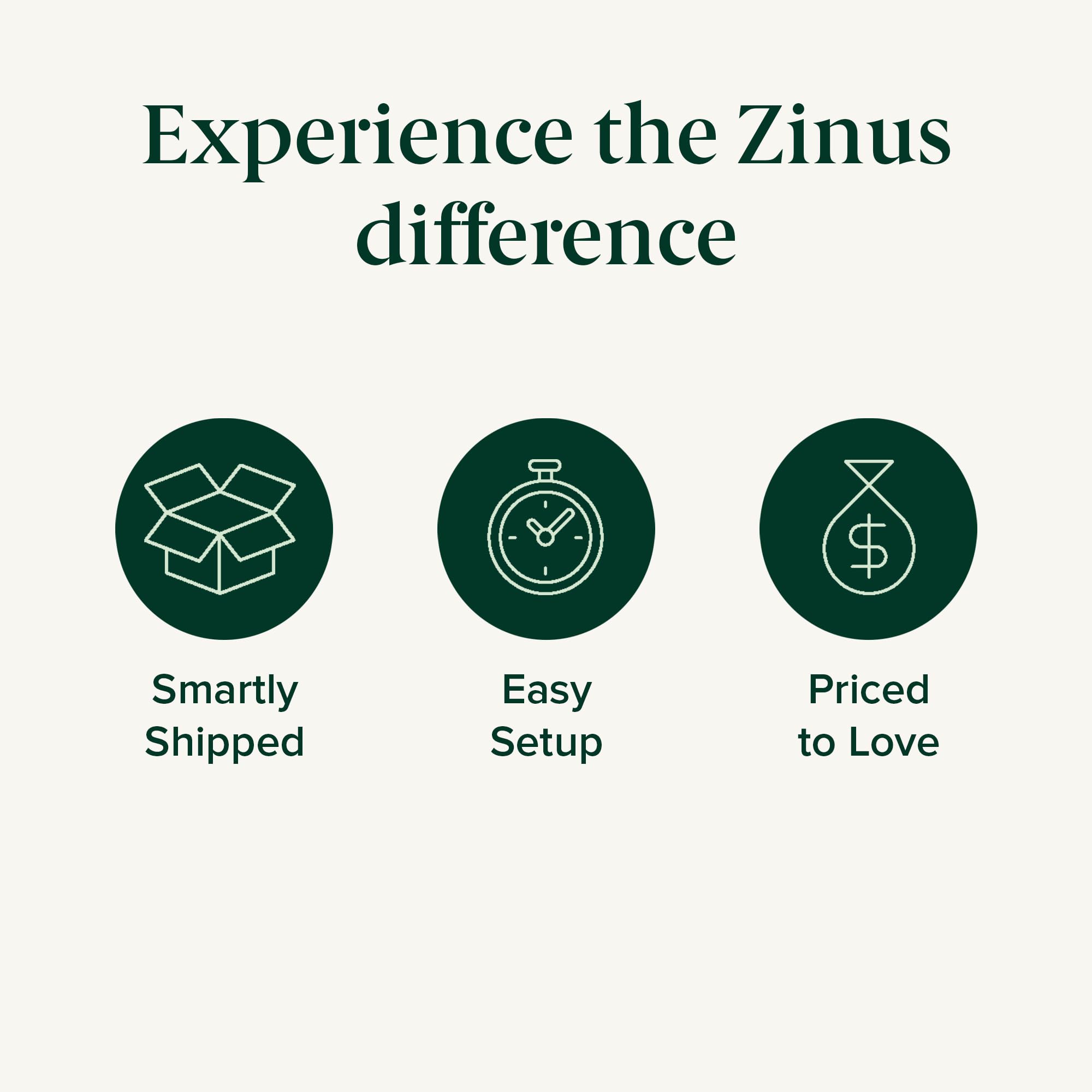 Zinus compressed folded packaging in delivery box highlighting smaller shipping footprint and convenience