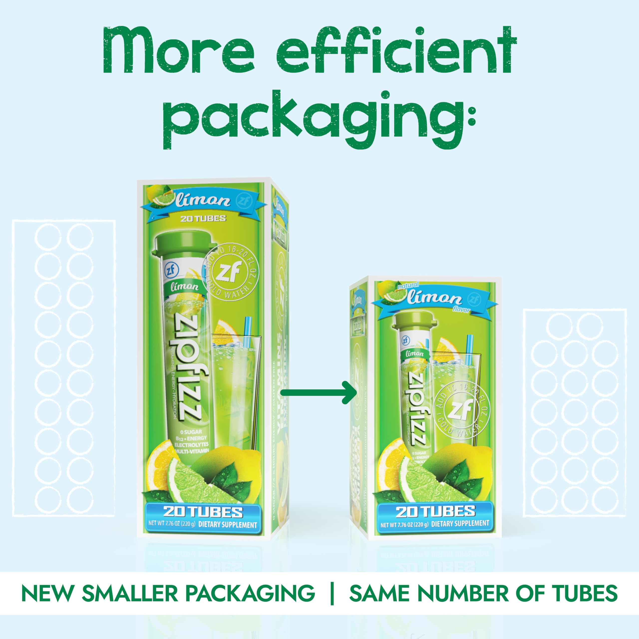 Zipfizz sobre abierto con polvo cítrico listo para mezclar