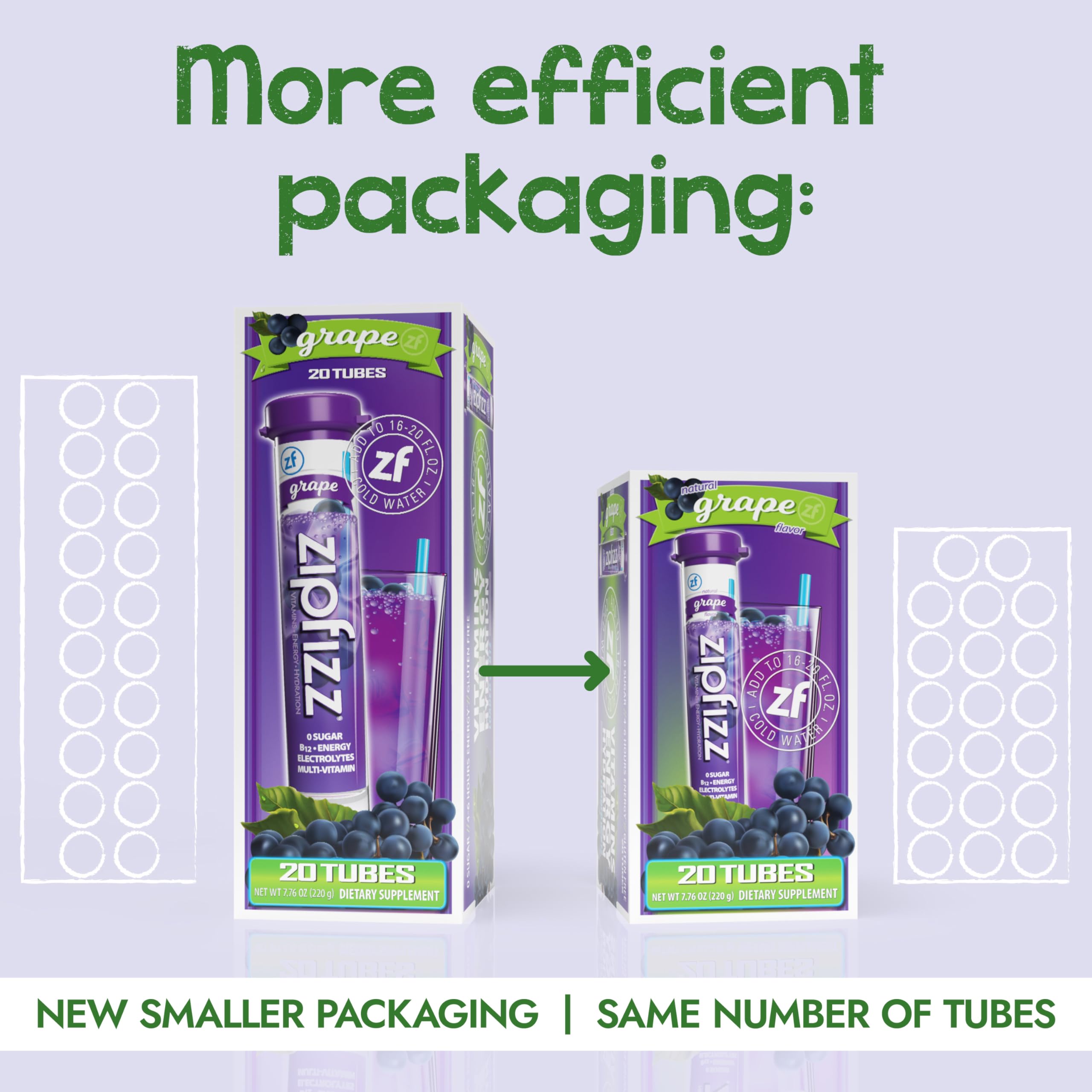zipfizz sobre abierto con polvo violeta textura y mezcla fácil