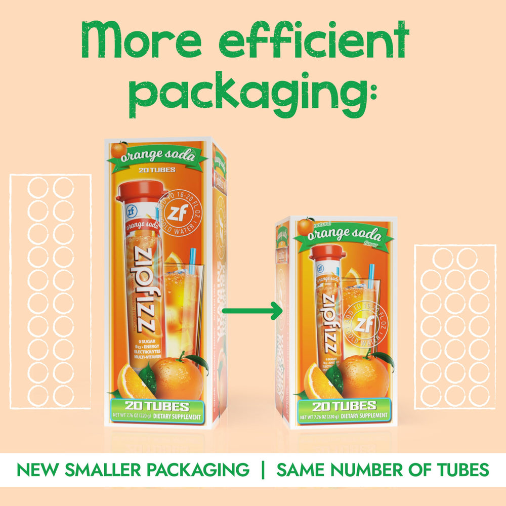 Zipfizz sobre abierto con polvo naranja, textura fina y mezcla fácil