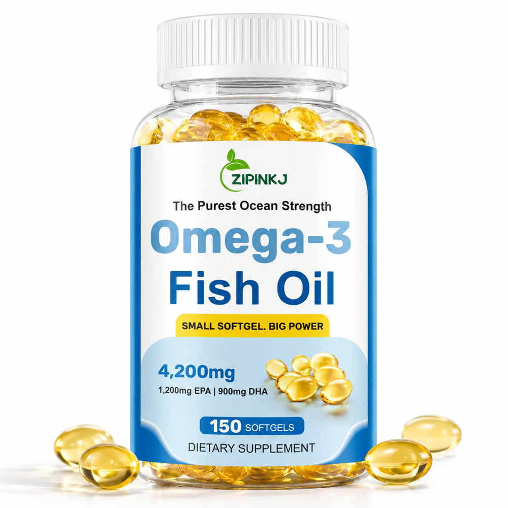 ZIPINKJ envase frontal de Omega‑3 4200 mg mostrando el diseño y beneficios