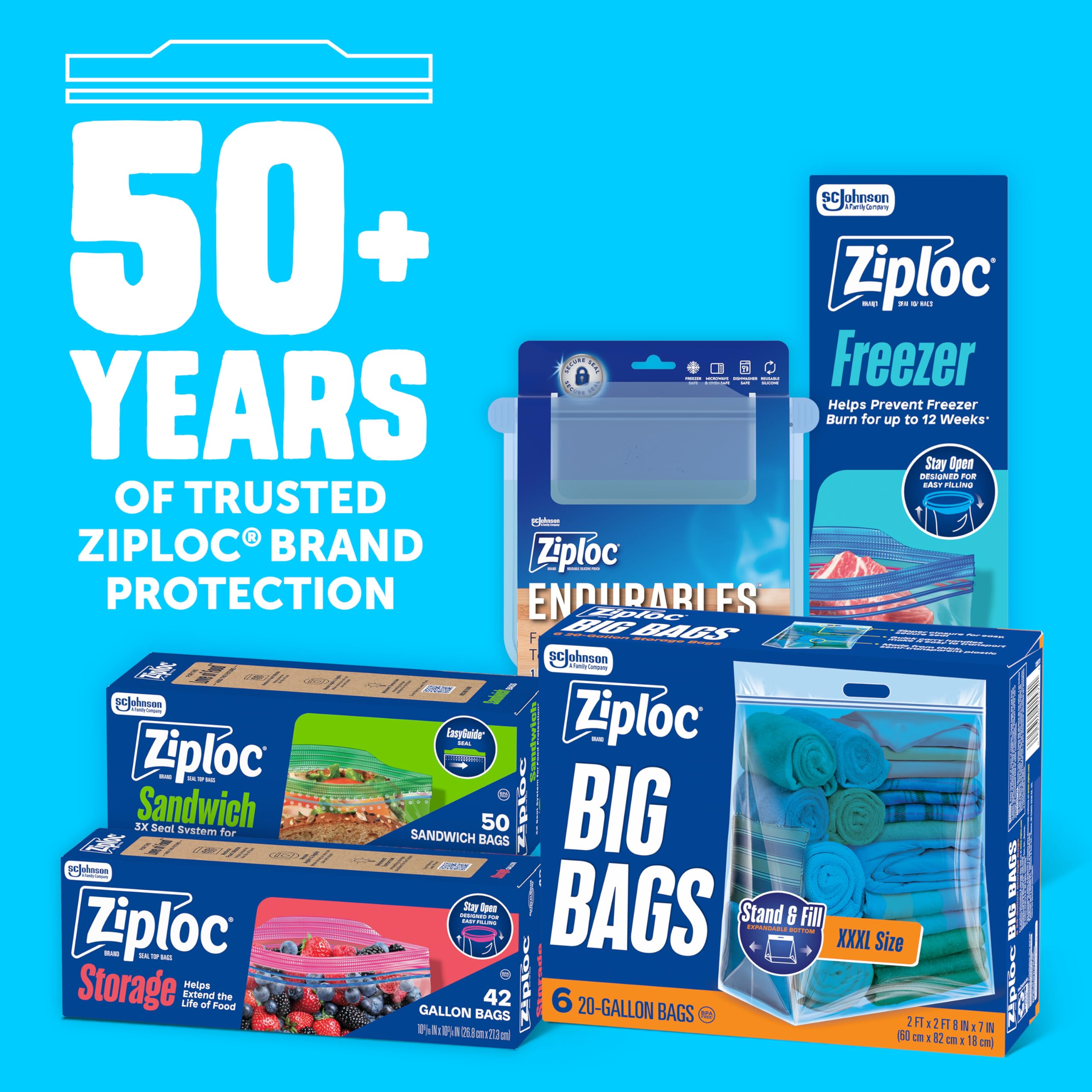 Ziploc bolsa Big Bags colocada en armario demostrando organización eficiente