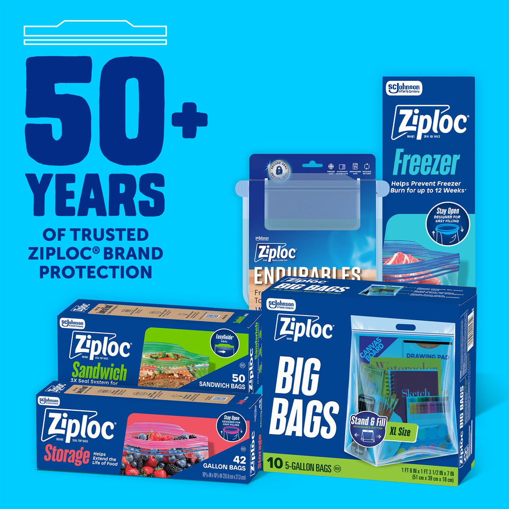 Ziploc bolsa junto a objetos para comparar tamaño y volumen práctico