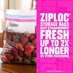 Ziploc primer plano de la textura EasyGuide que facilita sellar bolsas