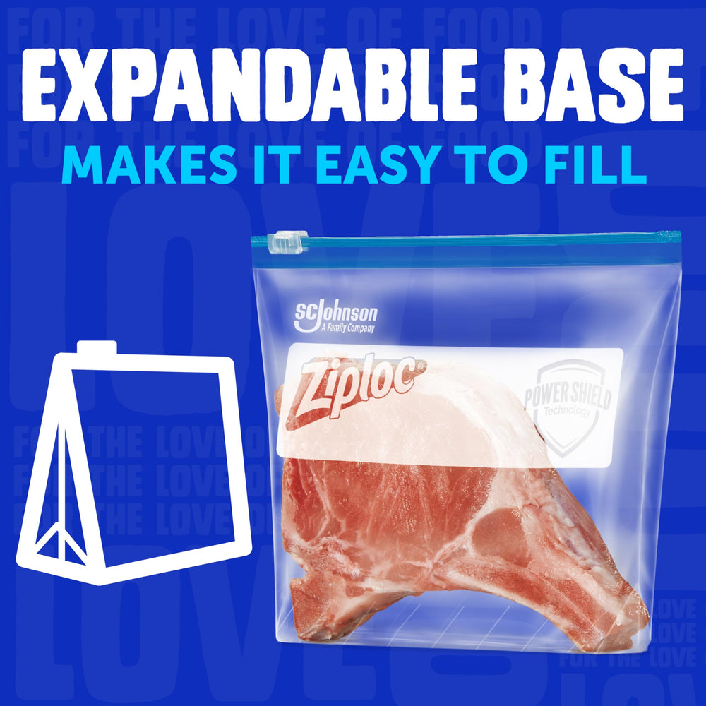 Ziploc bolsas en uso dentro del congelador organizando comidas