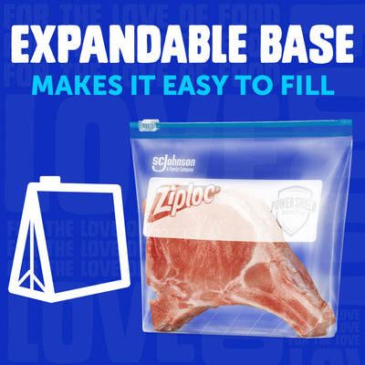 Ziploc bolsas organizadas en congelador ahorrando espacio