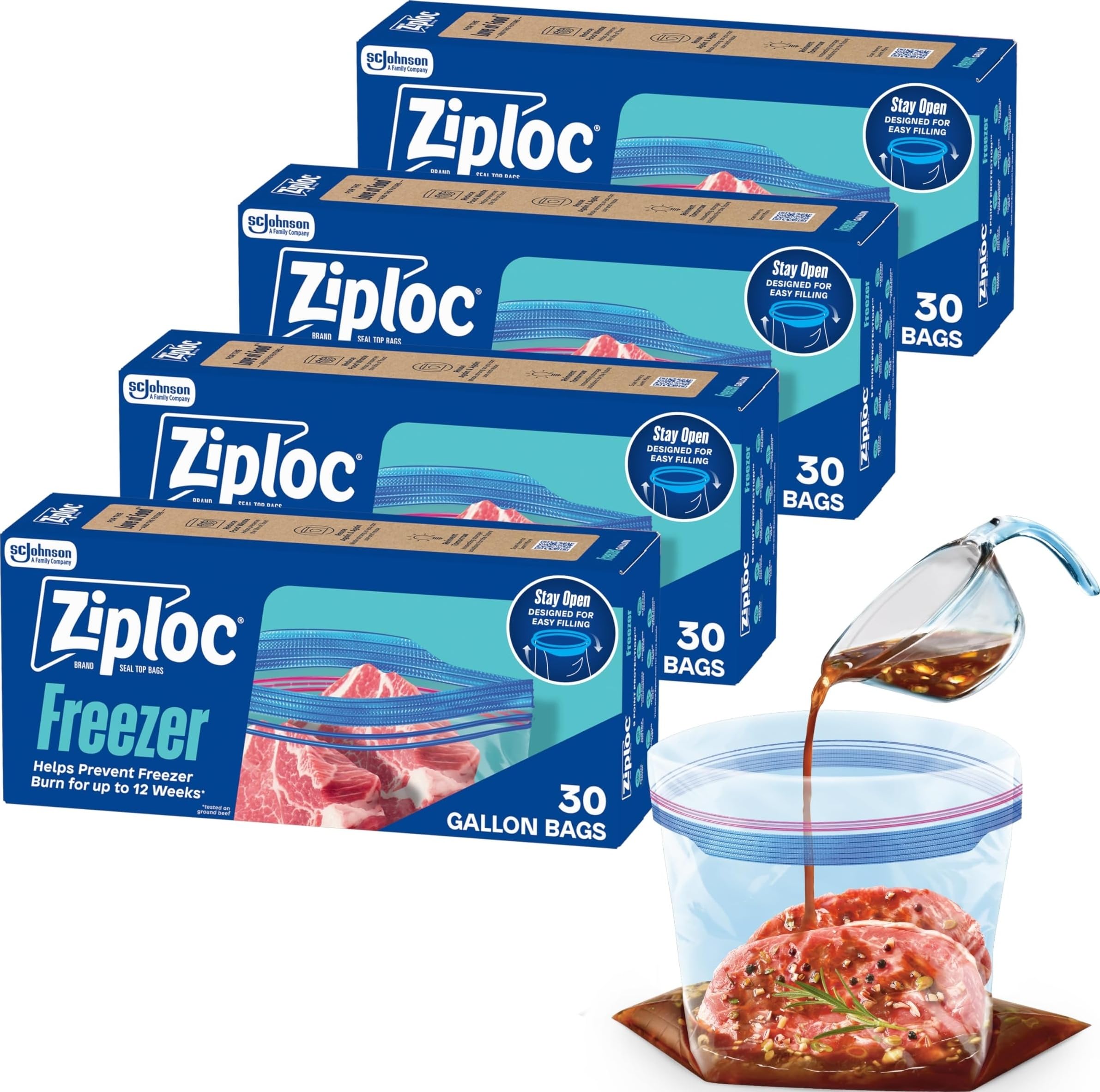 Ziploc frente del empaque mostrando cantidad y diseño para ahorro