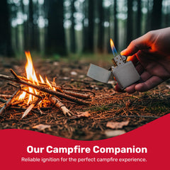 Zippo generando llama estable en ambiente ventoso para fiabilidad
