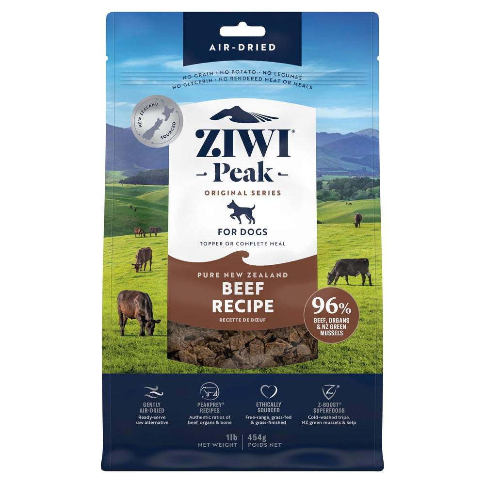 ZIWI empaque frontal Beef 16oz mostrando beneficios naturales
