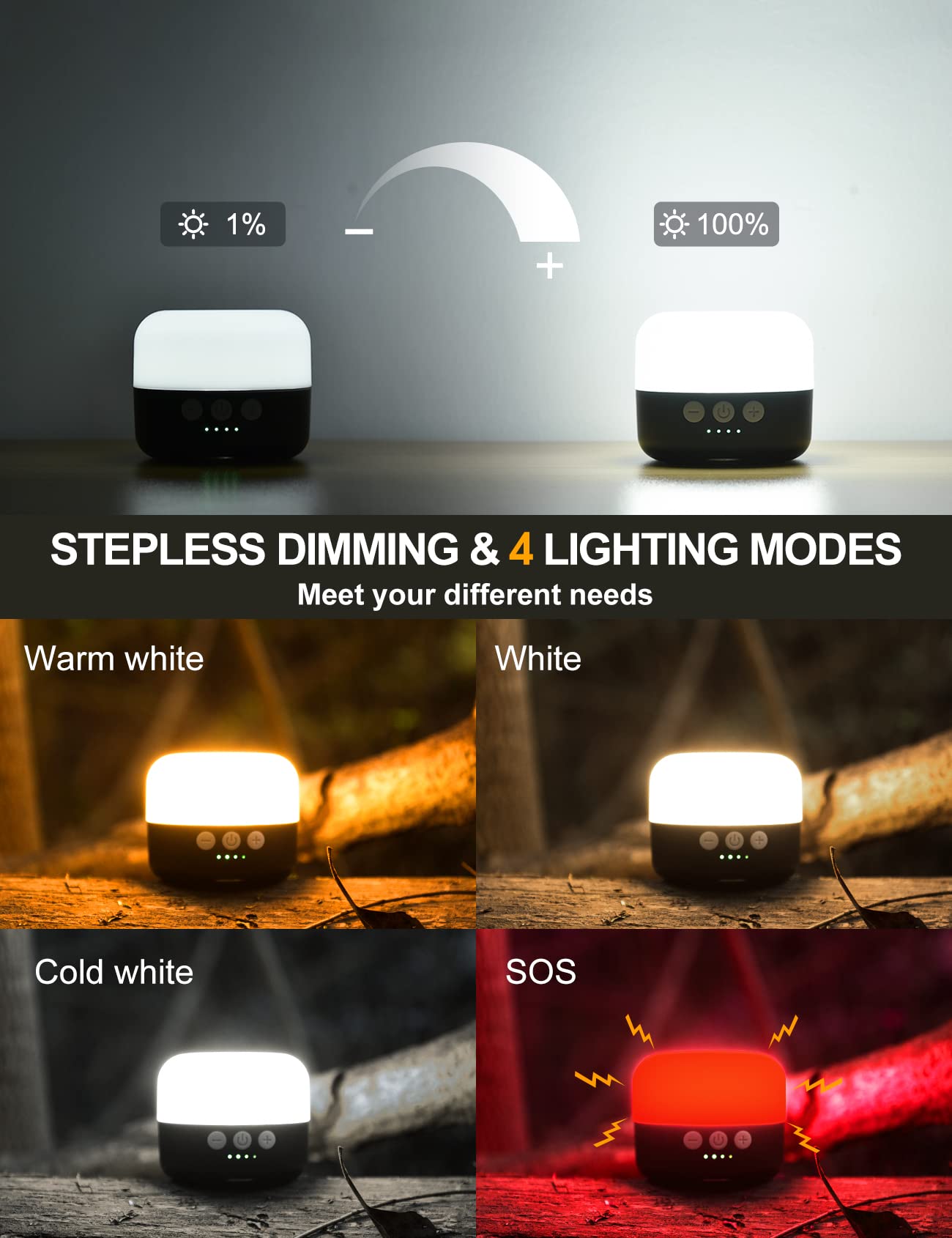 ZMNT linterna iluminando una tienda de campaña, luz potente y ambiente