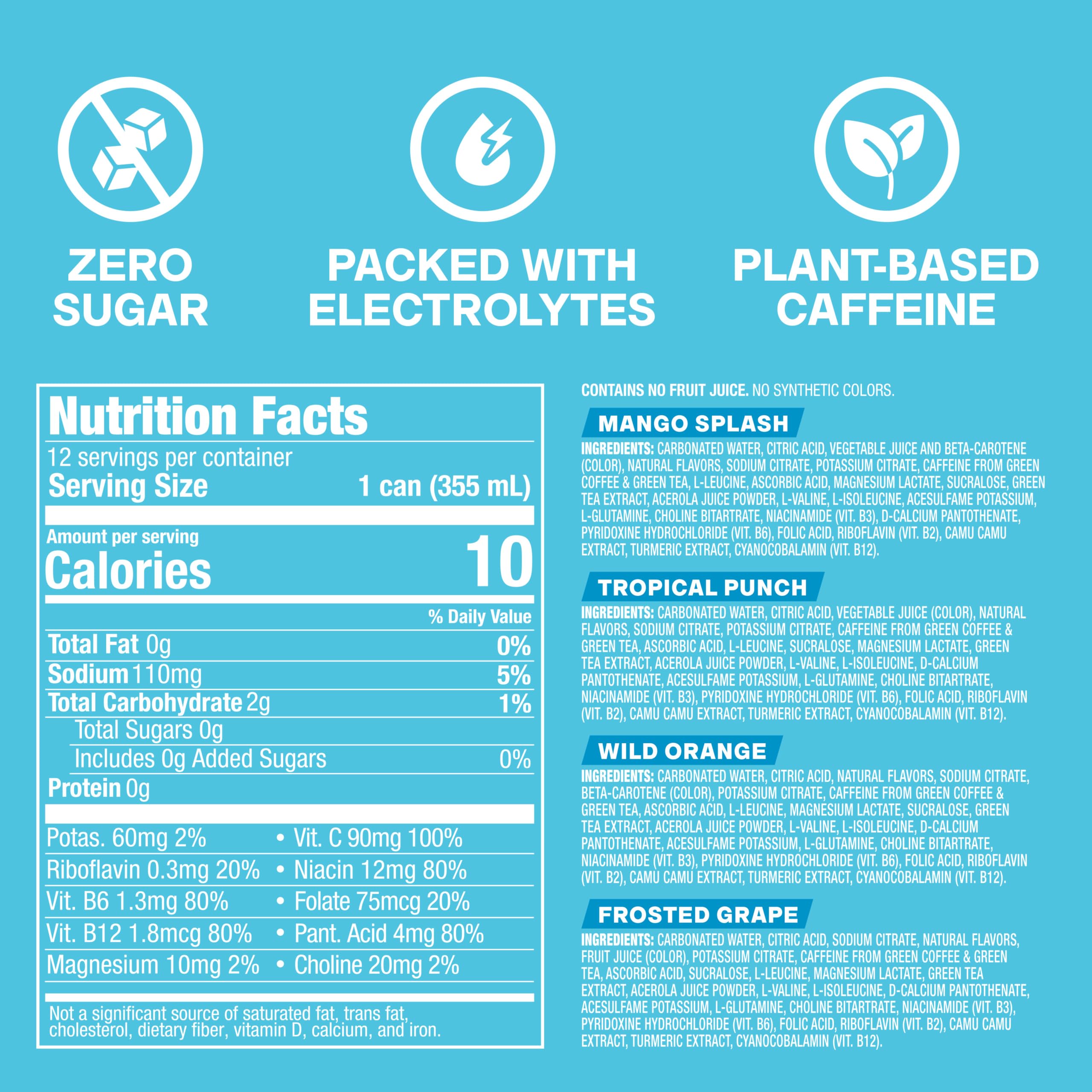 ZOA lata Tropical Punch en primer plano enfatizando sabor vibrante
