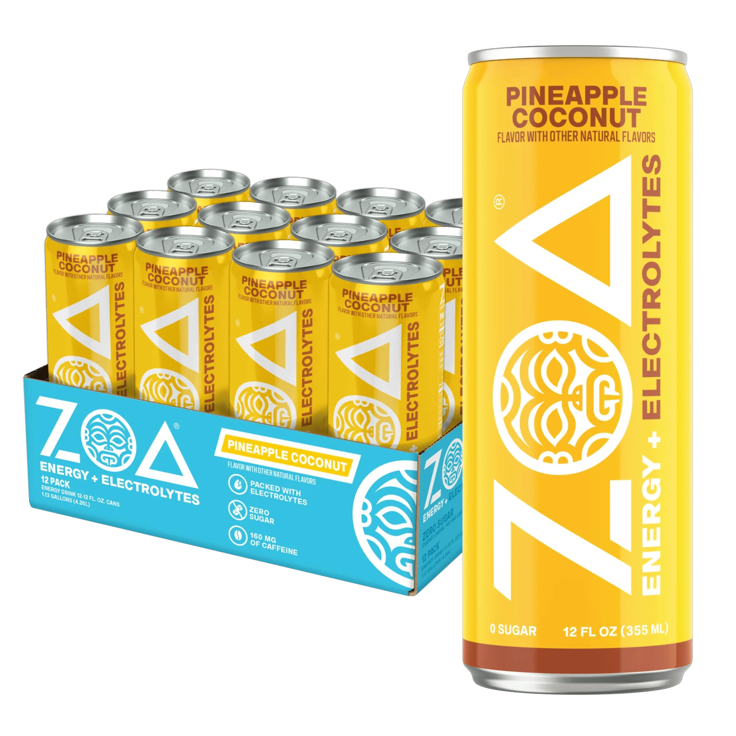 ZOA lata frontal Piña Coco mostrando diseño y refresco