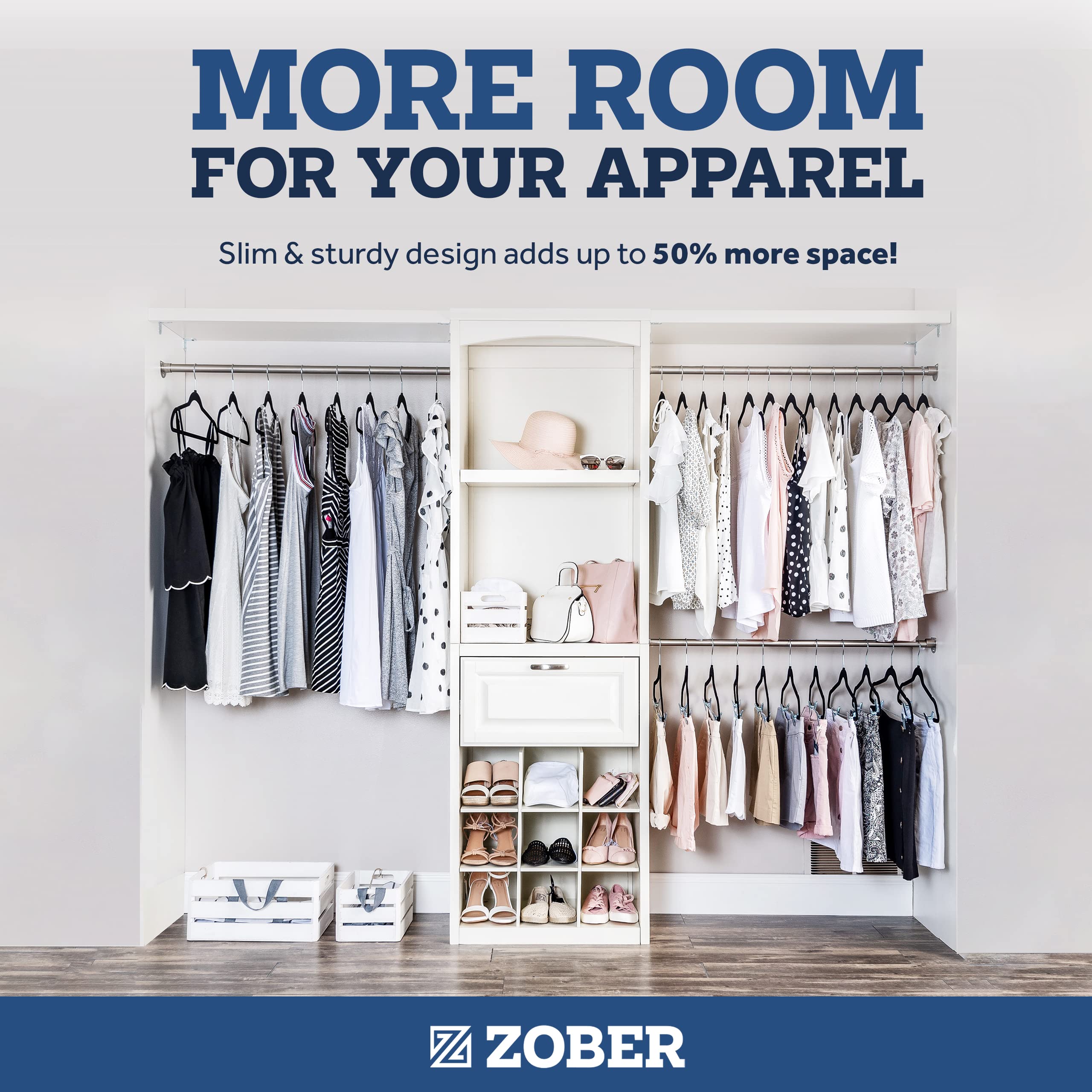Gancho giratorio 360° ZOBER facilita reorganizar ropa rápido